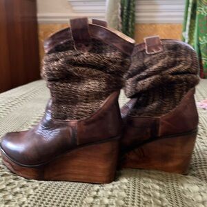 Bed Stu Bruges Dark Brown Wedge Boots
